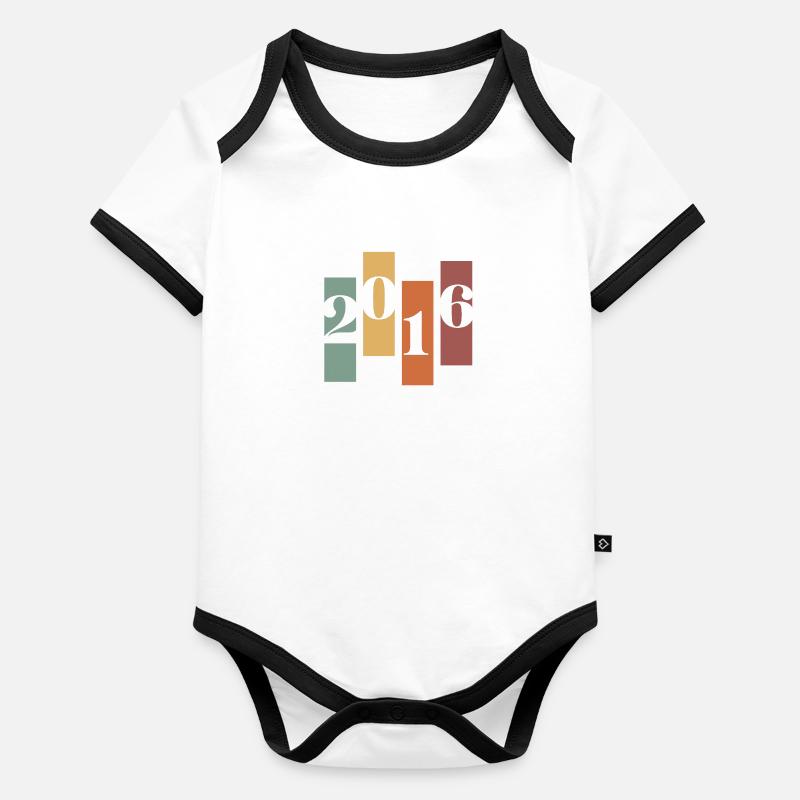 2016 Vintage Retro Organic Baby Contrasting Bodysuit