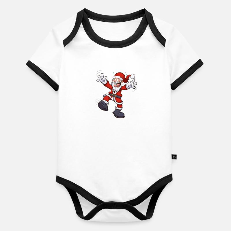 Scared Santa Claus Organic Baby Contrasting Bodysuit
