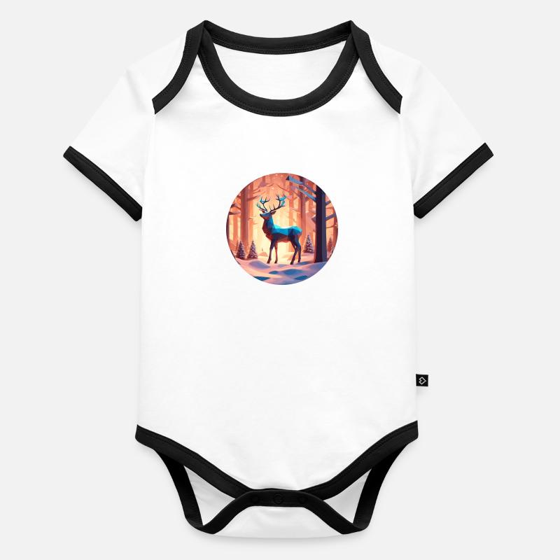 Rennes Low Poly Noël Body Bébé bio contrasté manches courtes