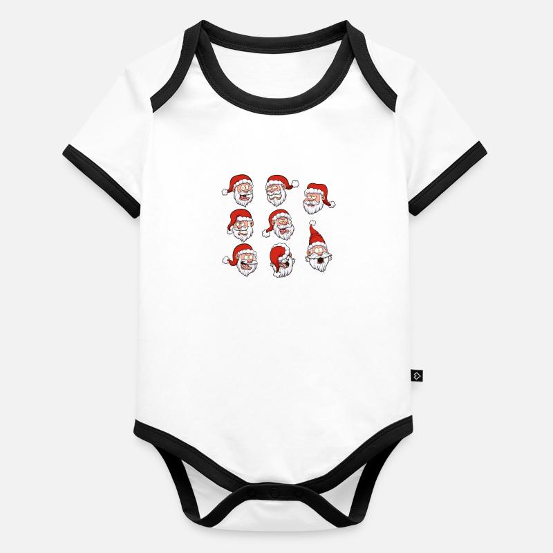 Visages du Père Noël Body Bébé bio contrasté manches courtes
