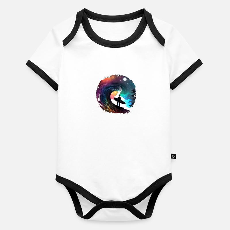 surfeur Body Bébé bio contrasté manches courtes