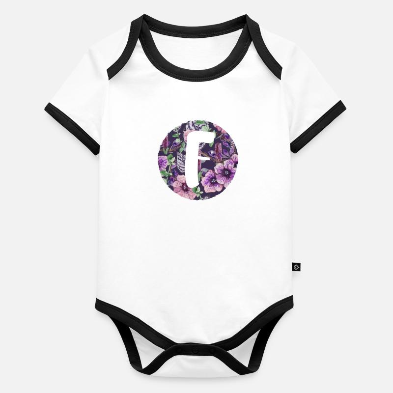 Buchstabe F Baby Bio-Kurzarm-Kontrastbody