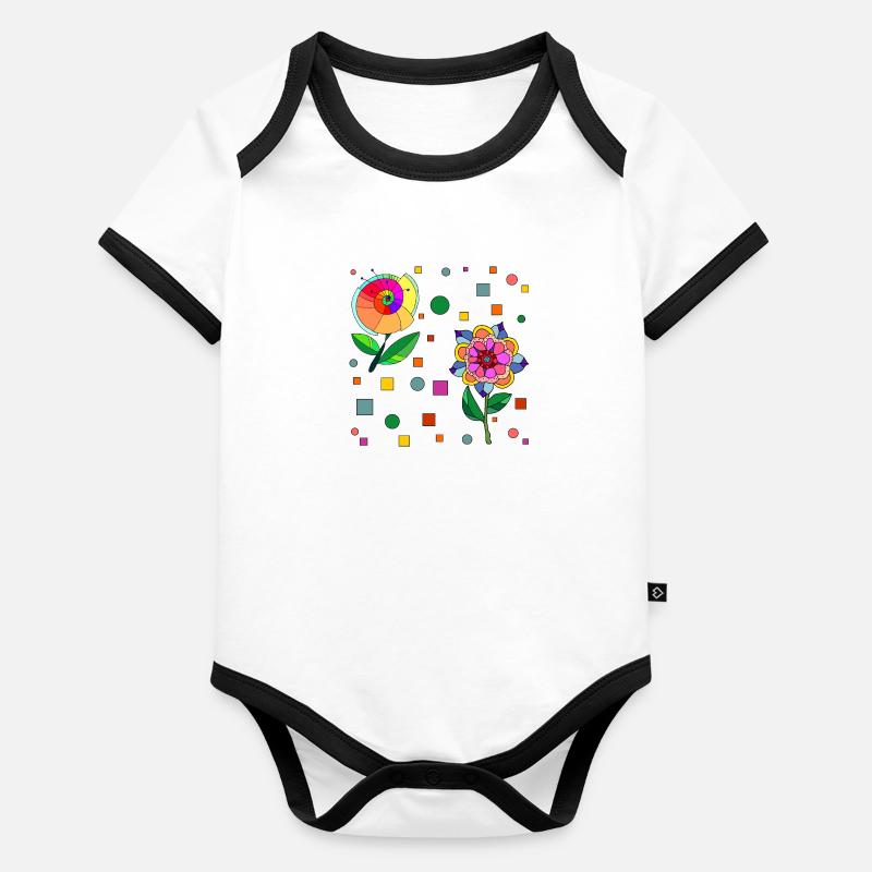 Fleur Body Bébé bio contrasté manches courtes