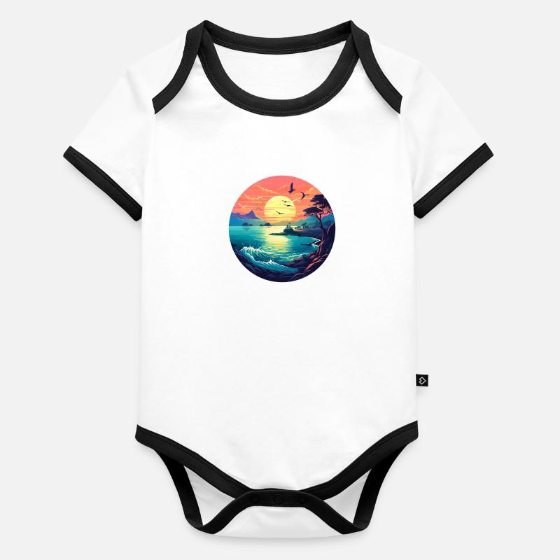 Sunset beach Organic Baby Contrasting Bodysuit