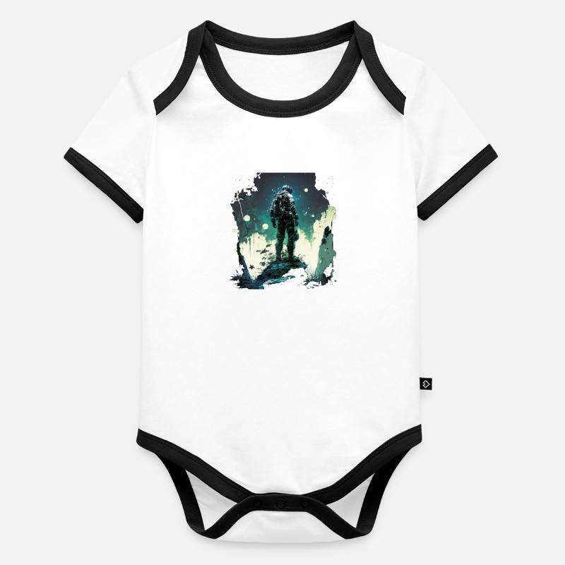 Astronaute Body Bébé bio contrasté manches courtes
