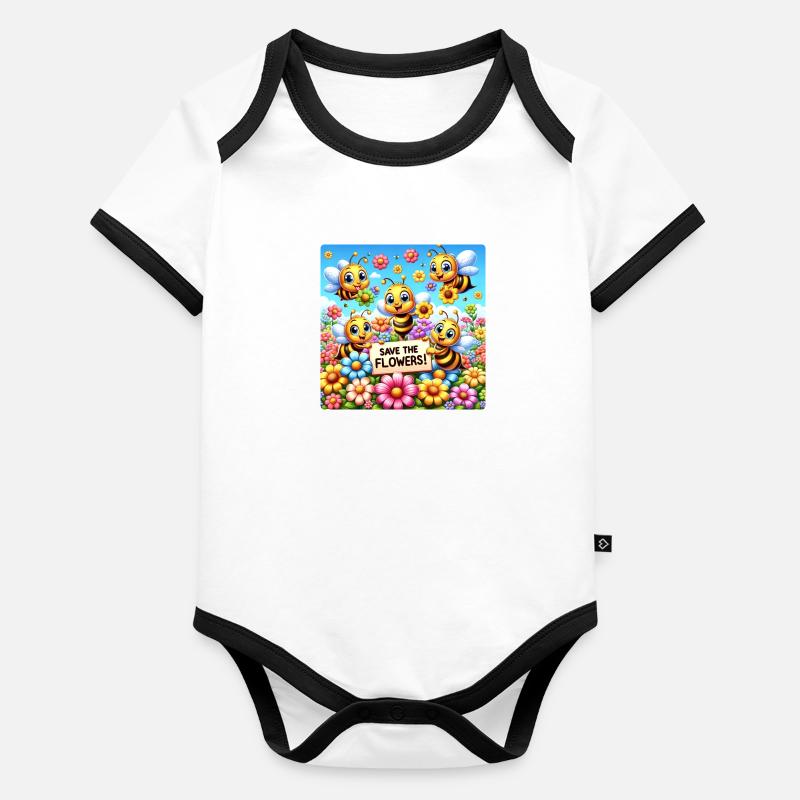 Rettet die Blumen Baby Bio-Kurzarm-Kontrastbody