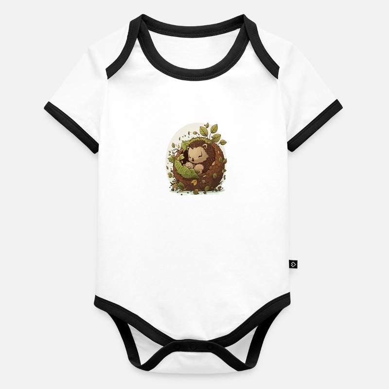 Hérisson douillet Body Bébé bio contrasté manches courtes