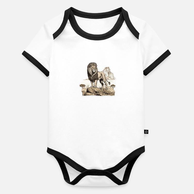 Lion royal Body Bébé bio contrasté manches courtes