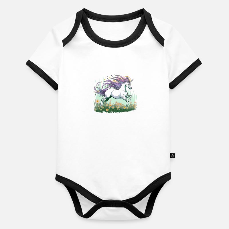 Licorne magique Body Bébé bio contrasté manches courtes