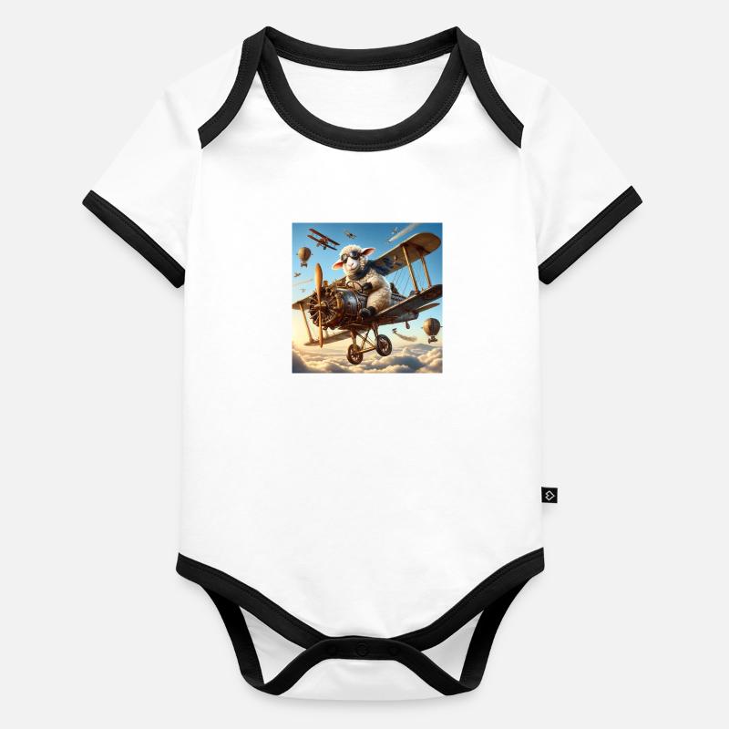 🛩️ Fliege hoch mit unserer Pilotenschaf Baby Bio-Kurzarm-Kontrastbody