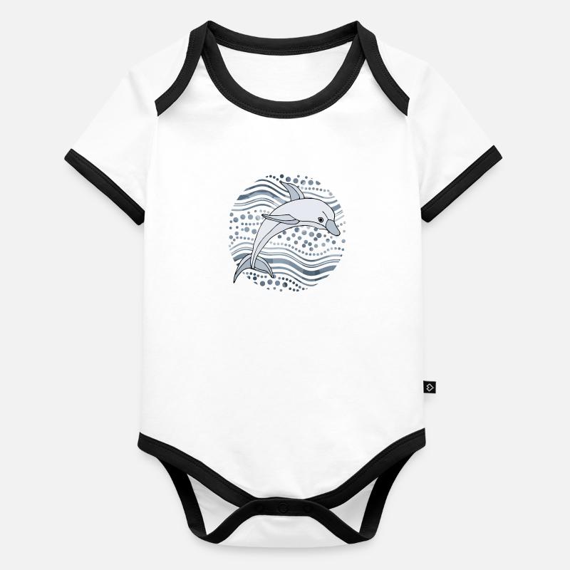 Dauphin Body Bébé bio contrasté manches courtes