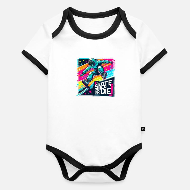 Patiner ou mourir Body Bébé bio contrasté manches courtes