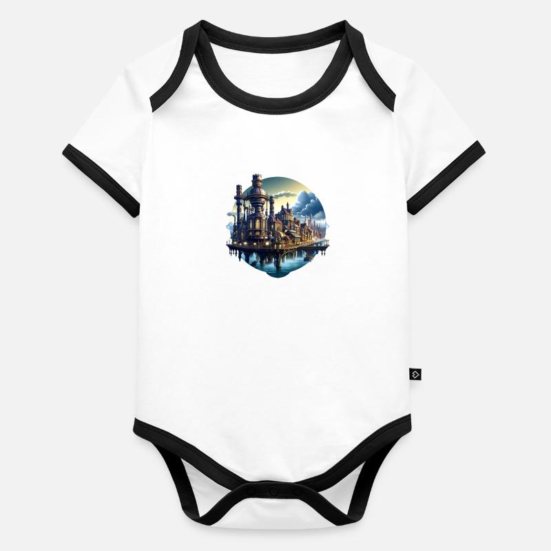 Ville steampunk Body Bébé bio contrasté manches courtes
