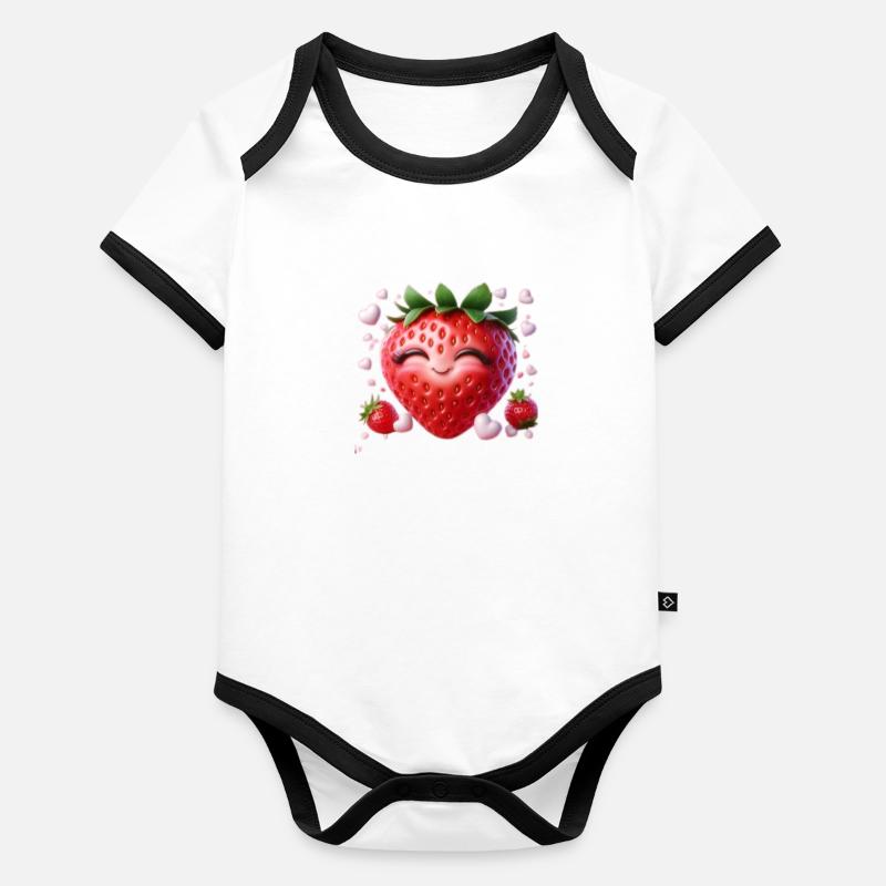 La fraise joyeuse Body Bébé bio contrasté manches courtes