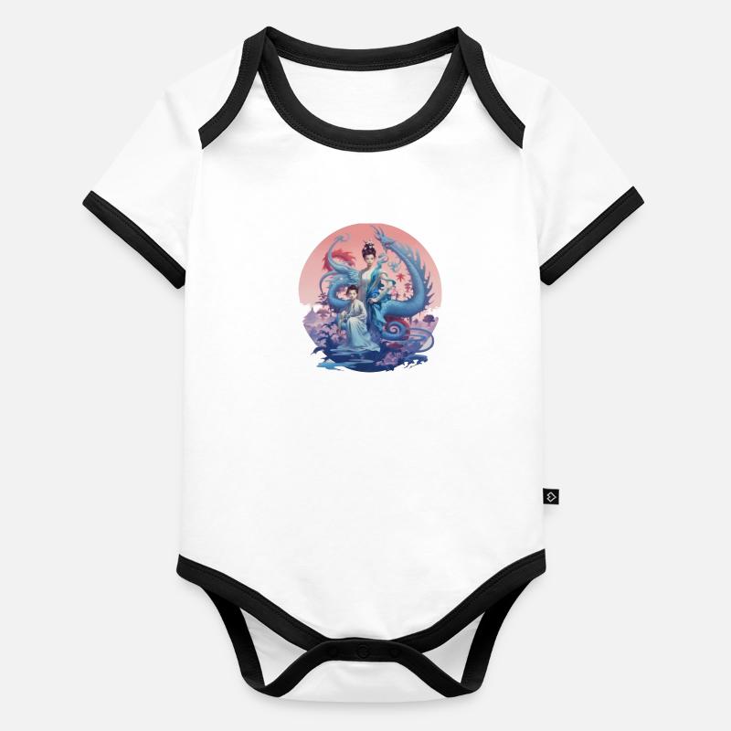 La protection du dragon Body Bébé bio contrasté manches courtes