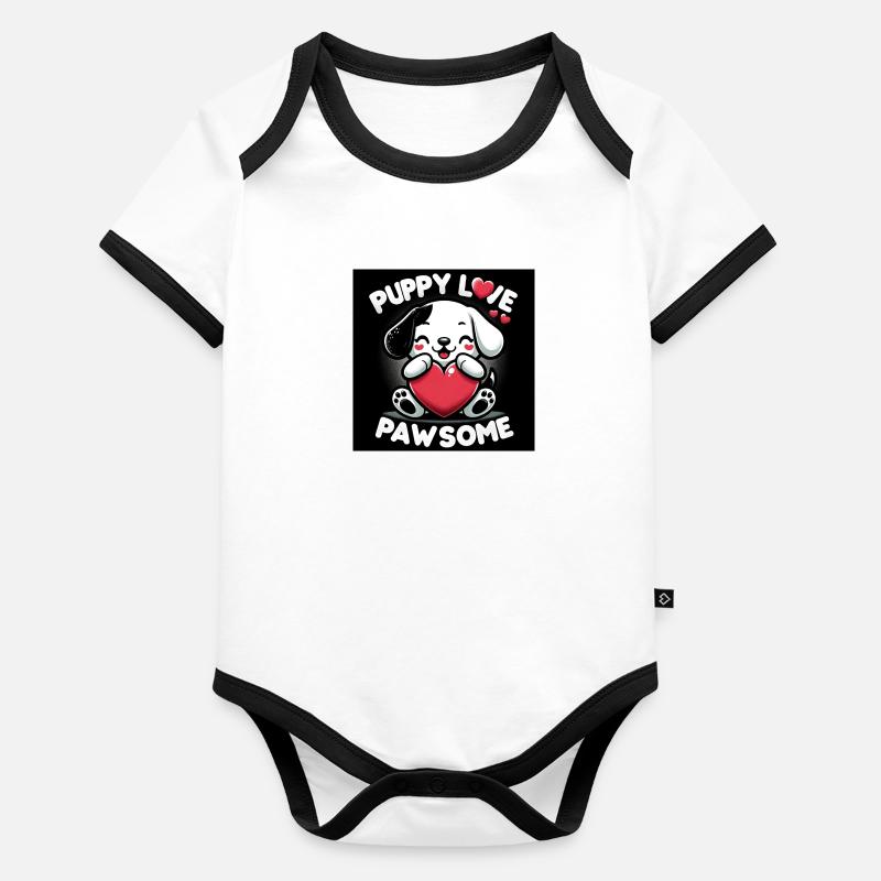 L’amour pur du chiot Body Bébé bio contrasté manches courtes
