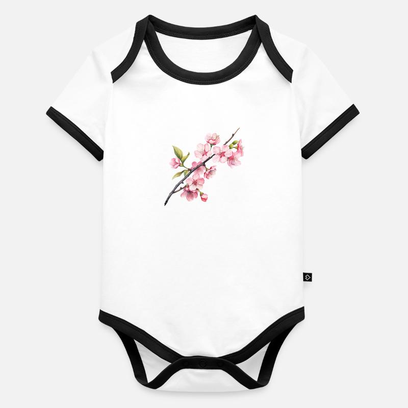 Printemps de Sakura Body Bébé bio contrasté manches courtes