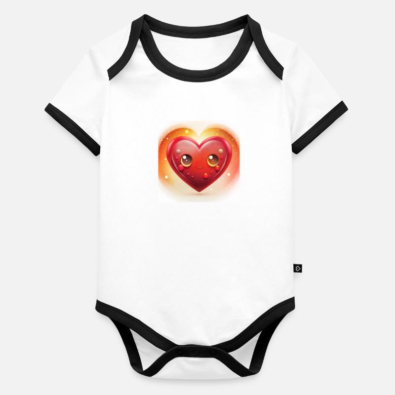 i love you saint-valentin Body Bébé bio contrasté manches courtes