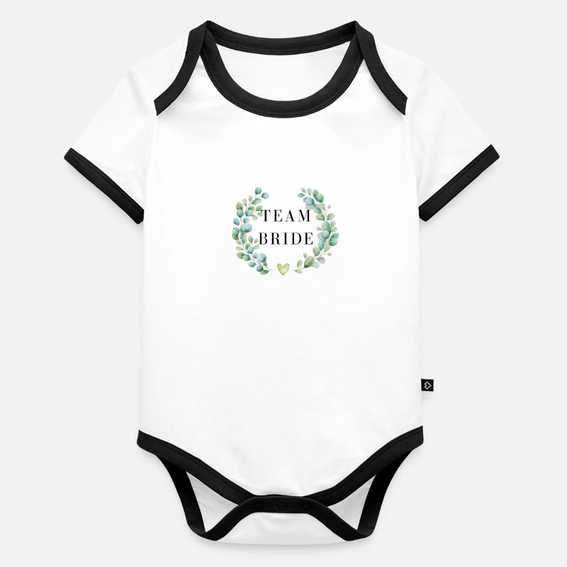 Team bride floral -tshirt assorti Body Bébé bio contrasté manches courtes