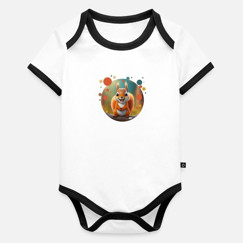 Écureuil mignon Body Bébé bio contrasté manches courtes