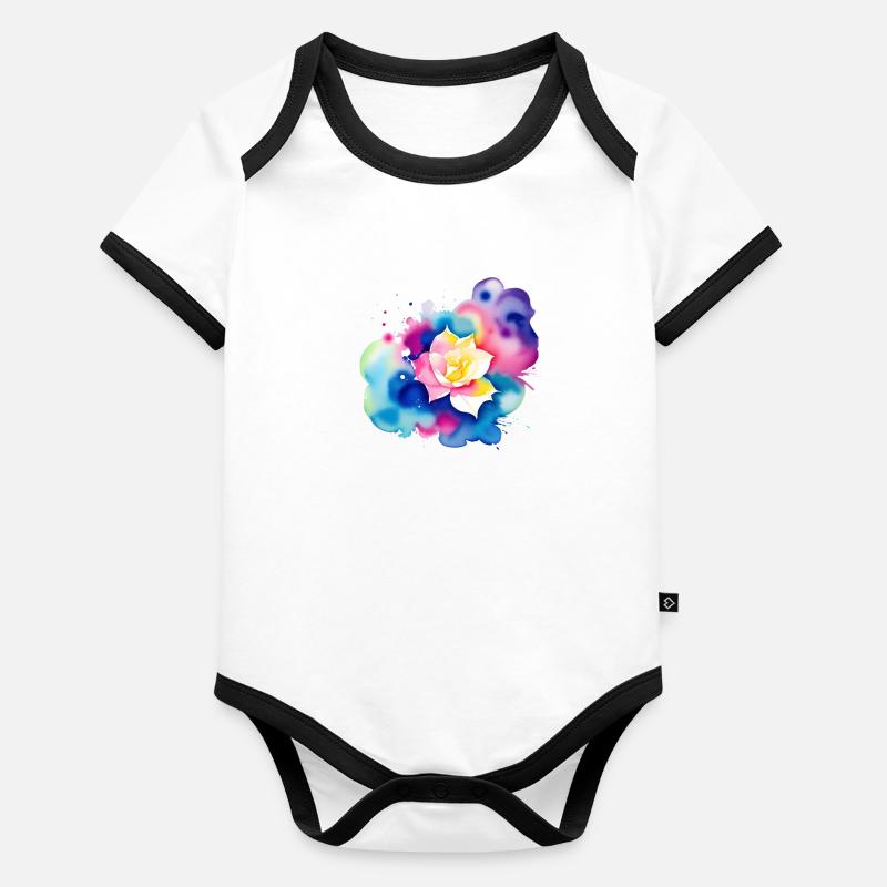 Éclaboussure de couleur : Rose Body Bébé bio contrasté manches courtes