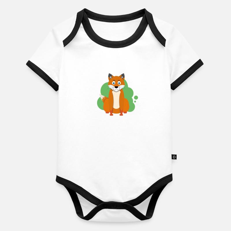 Karikatur Fuchs Splash Baby Bio-Kurzarm-Kontrastbody