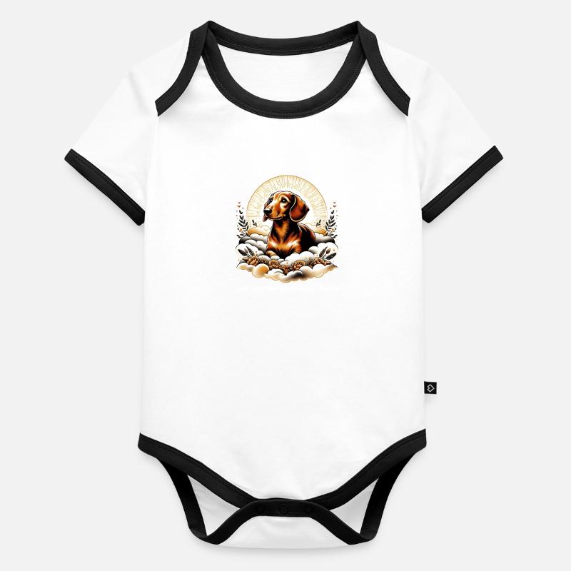 Dachshund Rainbow Bridge Mourning Organic Baby Contrasting Bodysuit