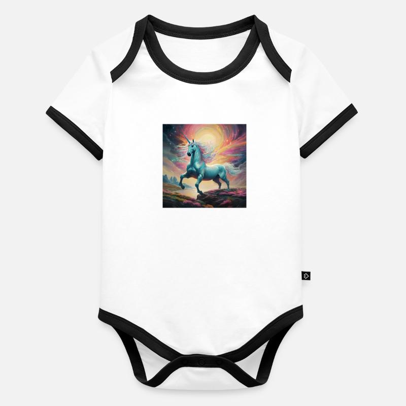 Licorne 1 1 Body Bébé bio contrasté manches courtes