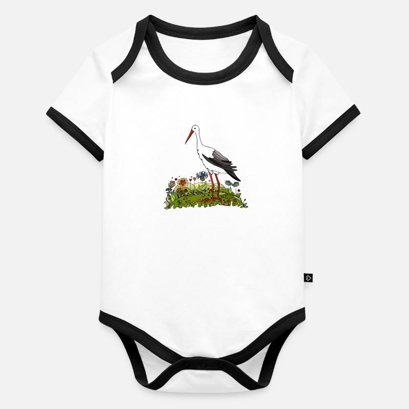 Stork bird Organic Baby Contrasting Bodysuit