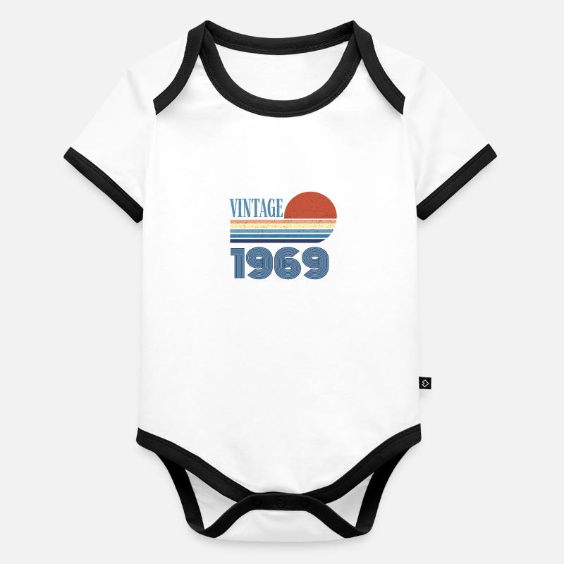 vintage 1969 Body Bébé bio contrasté manches courtes