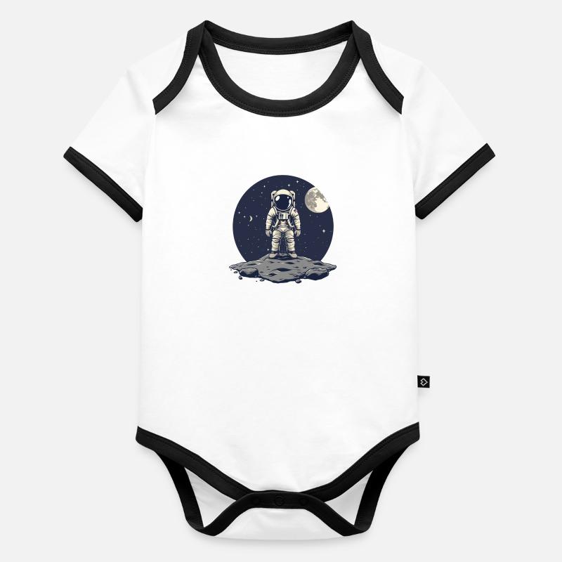 Astronaut Frontal Asteroid Moon Background Organic Baby Contrasting Bodysuit