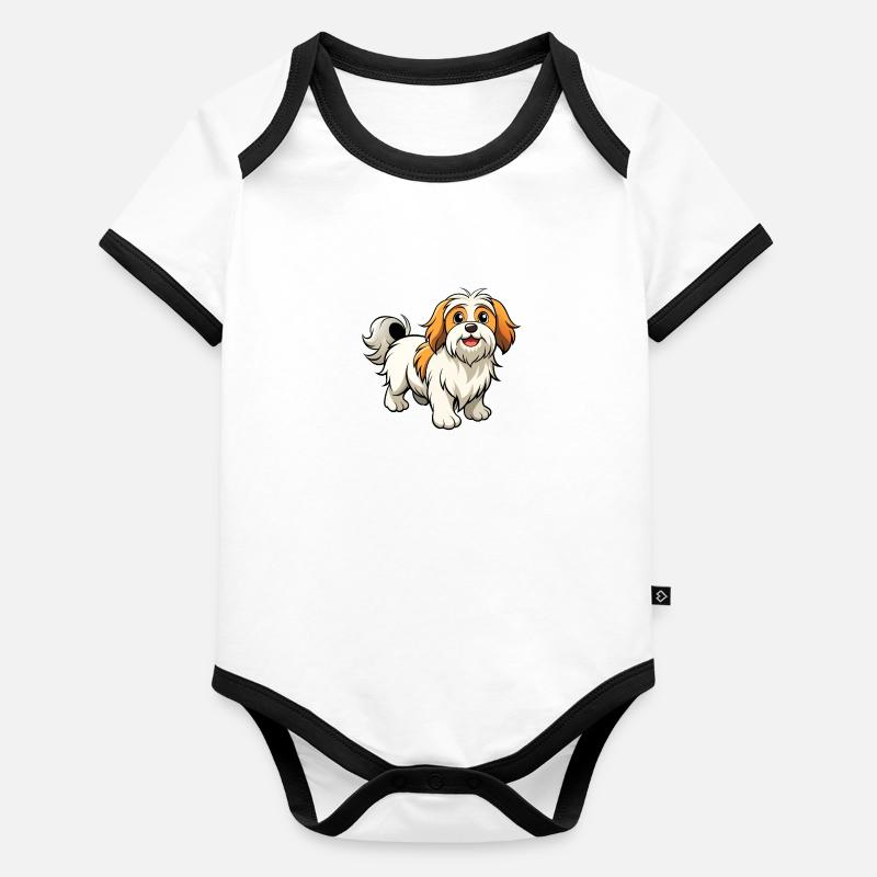 Parade confiante de Lhassa Apso Body Bébé bio contrasté manches courtes