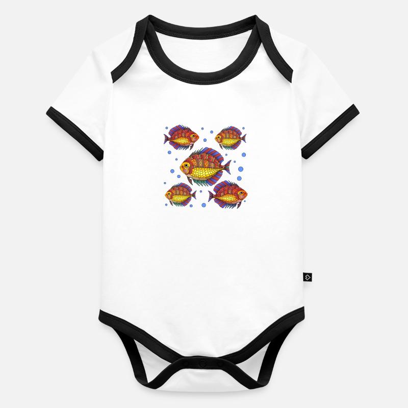 Fishes Organic Baby Contrasting Bodysuit
