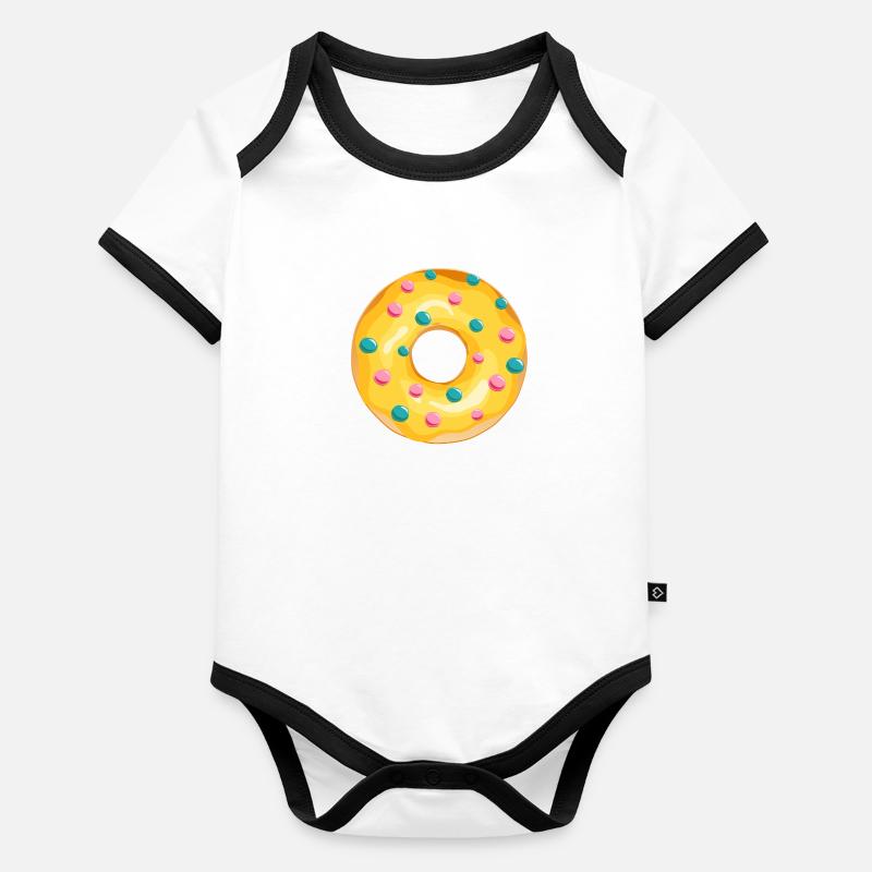 Donut Drawing Dessert Donuts Cake Pastry 1J Organic Baby Contrasting Bodysuit