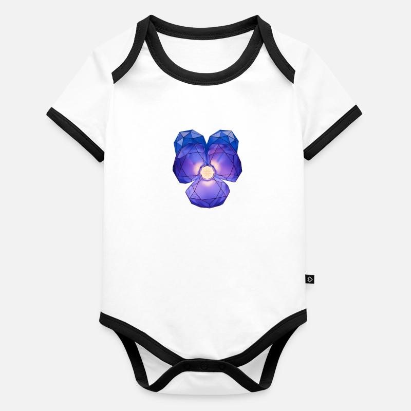 Fleur de cristal violet Body Bébé bio contrasté manches courtes