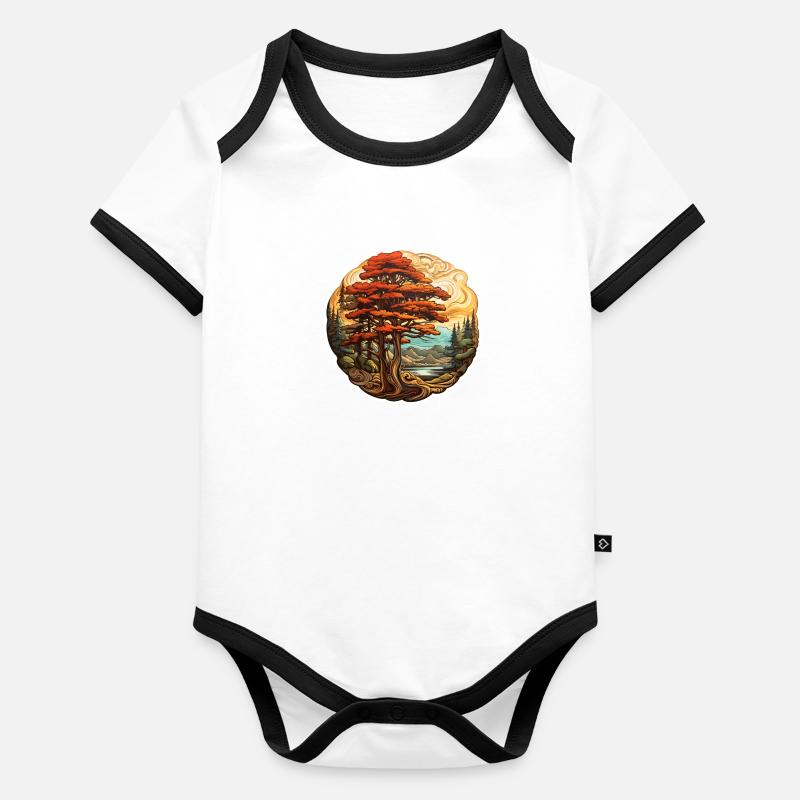 Cèdre Body Bébé bio contrasté manches courtes