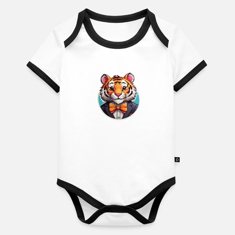 Funny Comic Tiger Organic Baby Contrasting Bodysuit