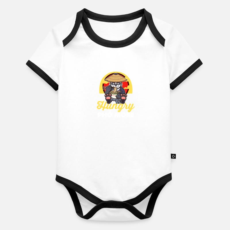 Hungry Pho Plus Cartoon Panda Body Bébé bio contrasté manches courtes