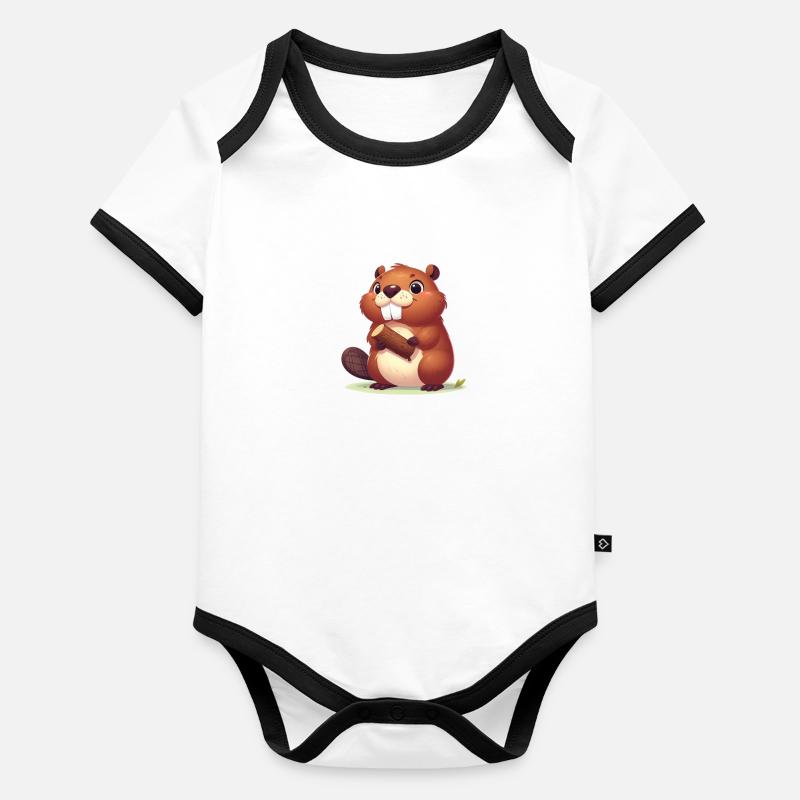 Castor odorant Body Bébé bio contrasté manches courtes