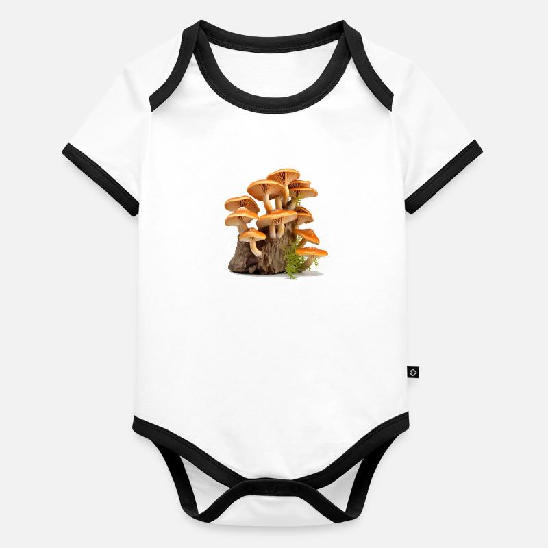 La cueillette des champignons a une longue tradition Body Bébé bio contrasté manches courtes