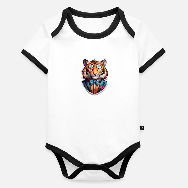 Drôle de tigre comique Body Bébé bio contrasté manches courtes