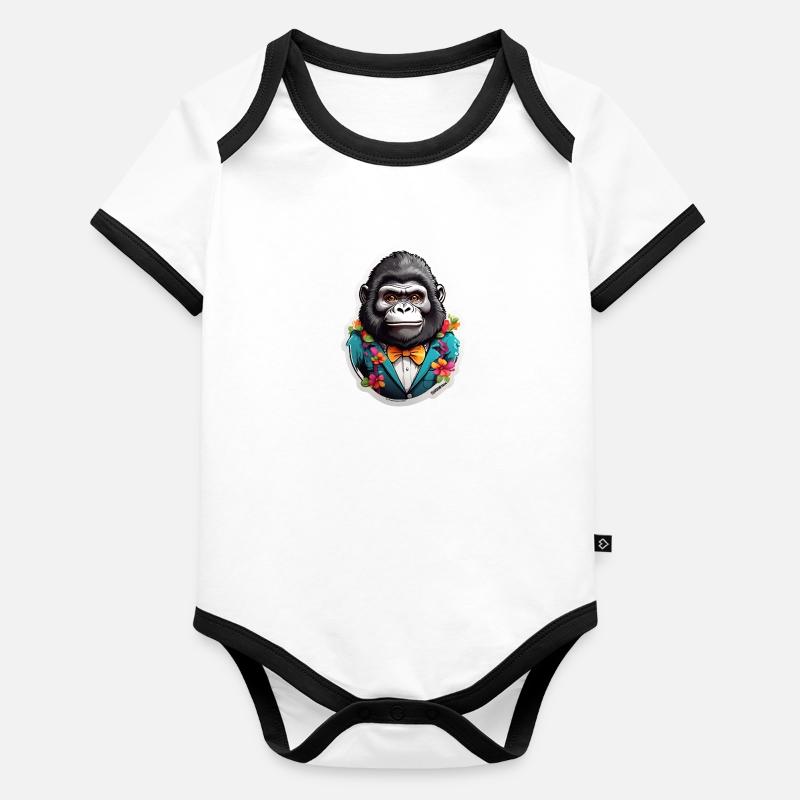Gorille comique drôle Body Bébé bio contrasté manches courtes