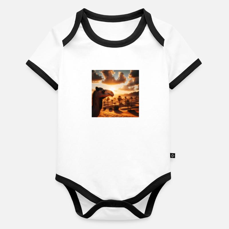 camel in a desert A2 Body Bébé bio contrasté manches courtes