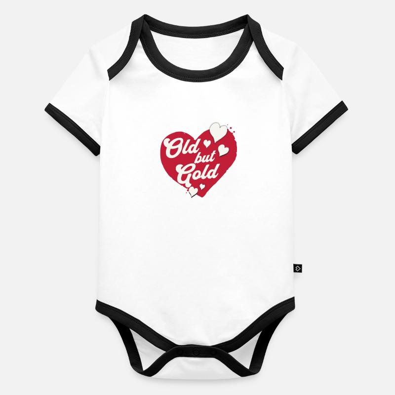 Old but Gold with a red heart for the dearest Organic Baby Contrasting Bodysuit