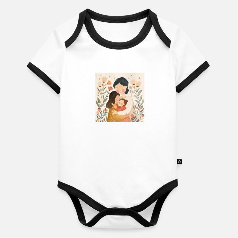Liebevolle Mutter Baby Bio-Kurzarm-Kontrastbody