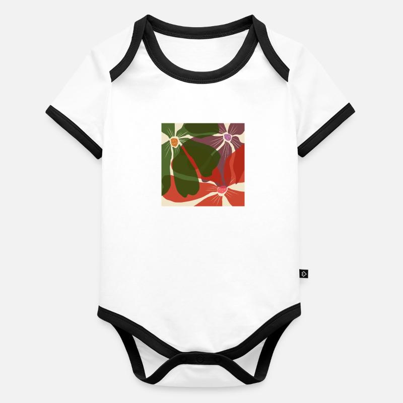 Motif de fleurs Body Bébé bio contrasté manches courtes