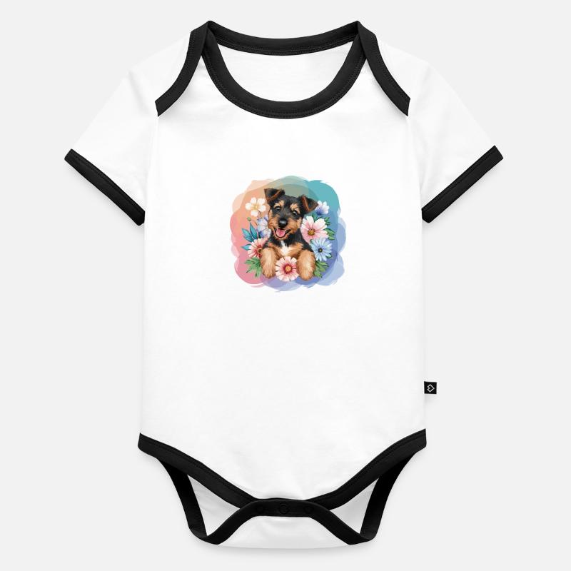Deutscher Jagdterrier Baby Bio-Kurzarm-Kontrastbody