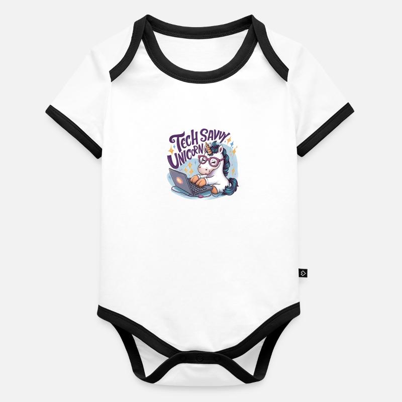 TECHNISCH VERSIERTES EINHORN Baby Bio-Kurzarm-Kontrastbody