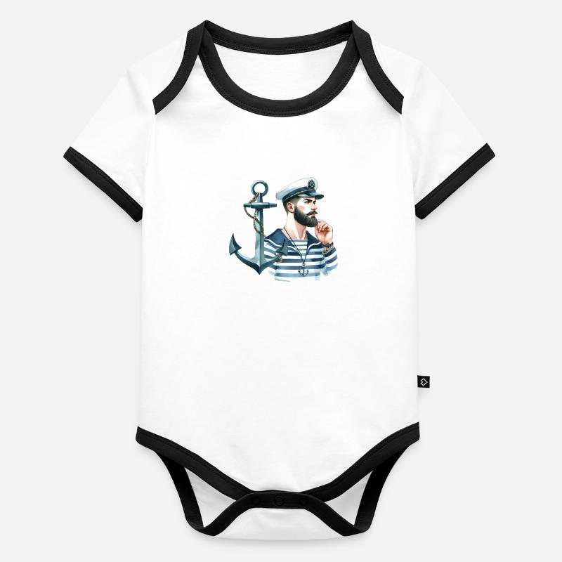 MARIN PASSION DU SUD Body Bébé bio contrasté manches courtes