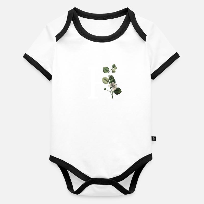 Letter H Botanical Green Organic Baby Contrasting Bodysuit